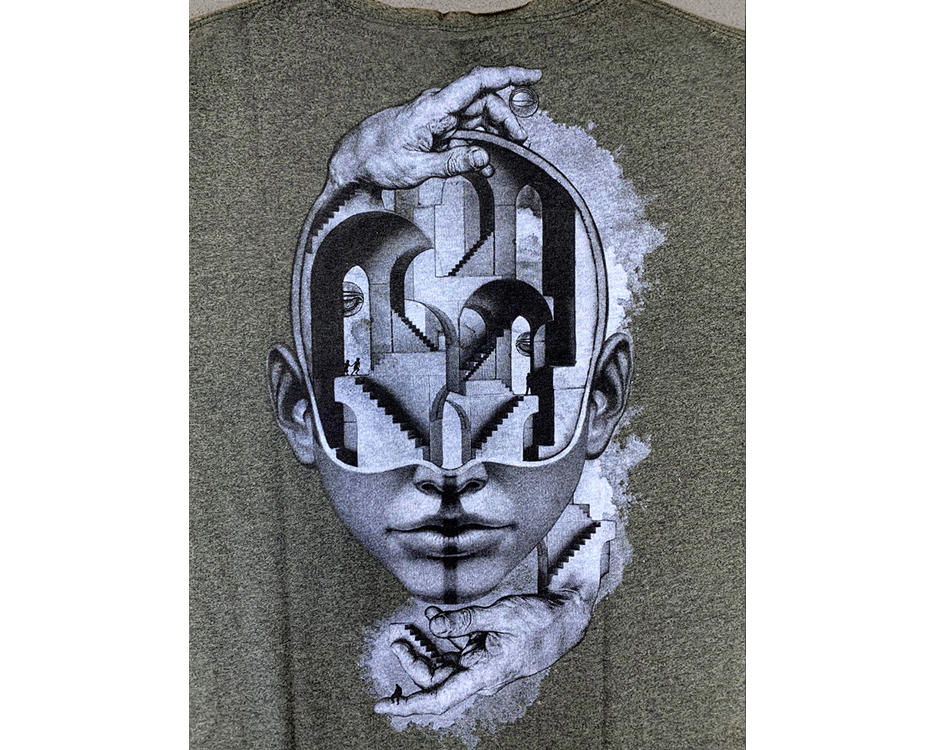 men abstract graphic t-shirt in olive green 